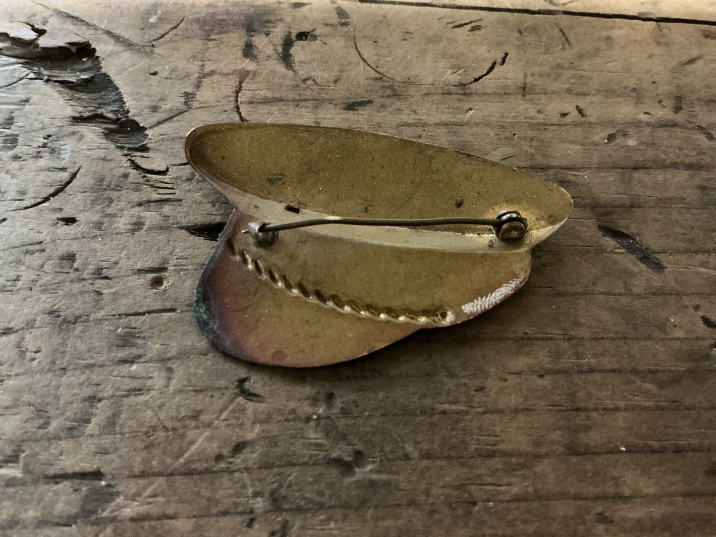 Vintage Military Visor Cap Sweetheart Pin-Patriotic Brooch