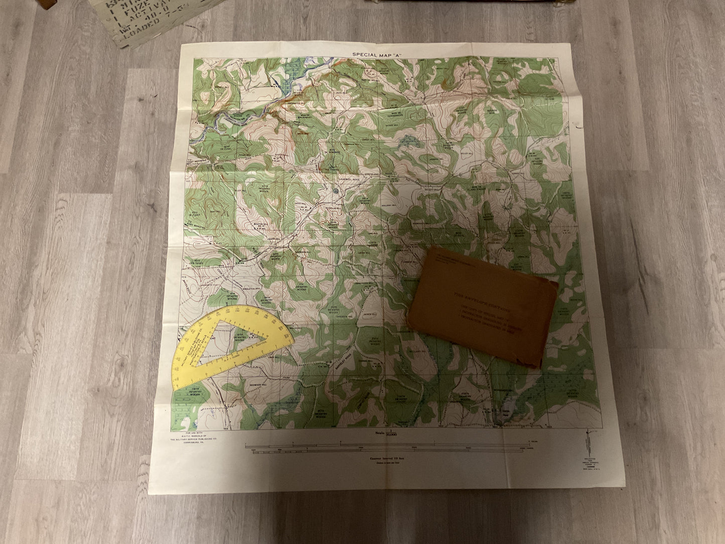 U.S. Military Training Topographic Map Set- “Special Map A” with Original Envelope & Protractor