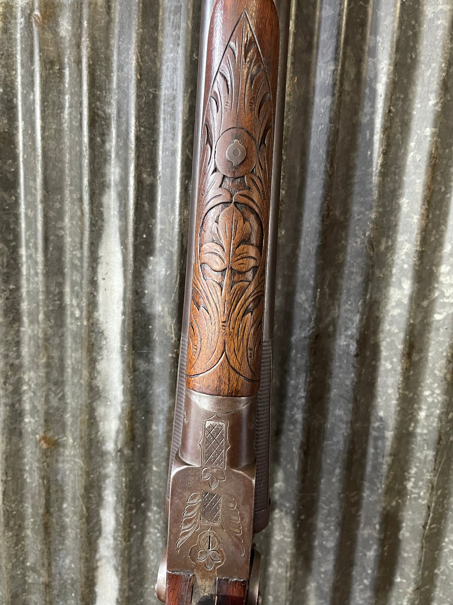 Belgian Wilmot 16 Gauge Side-by-Side Shotgun – Hand Carved Stock – Antique Double Barrel
