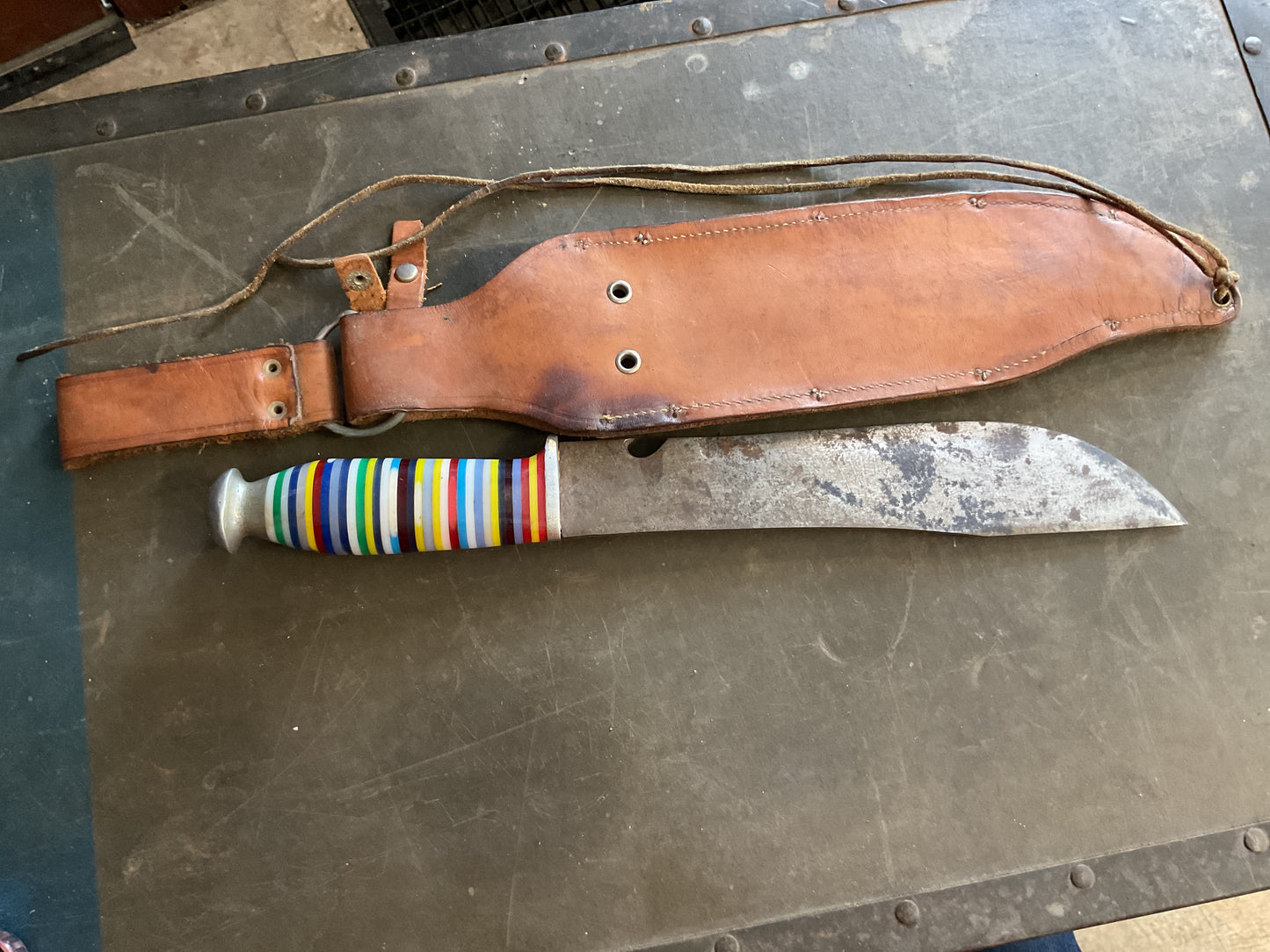 WWII Theatre Knife (rainbow handle)