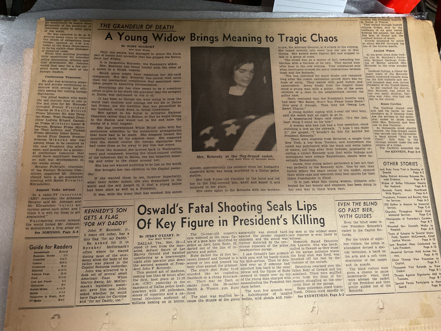 The Evening Star Nov 25, 1963 “Farewell JFK”