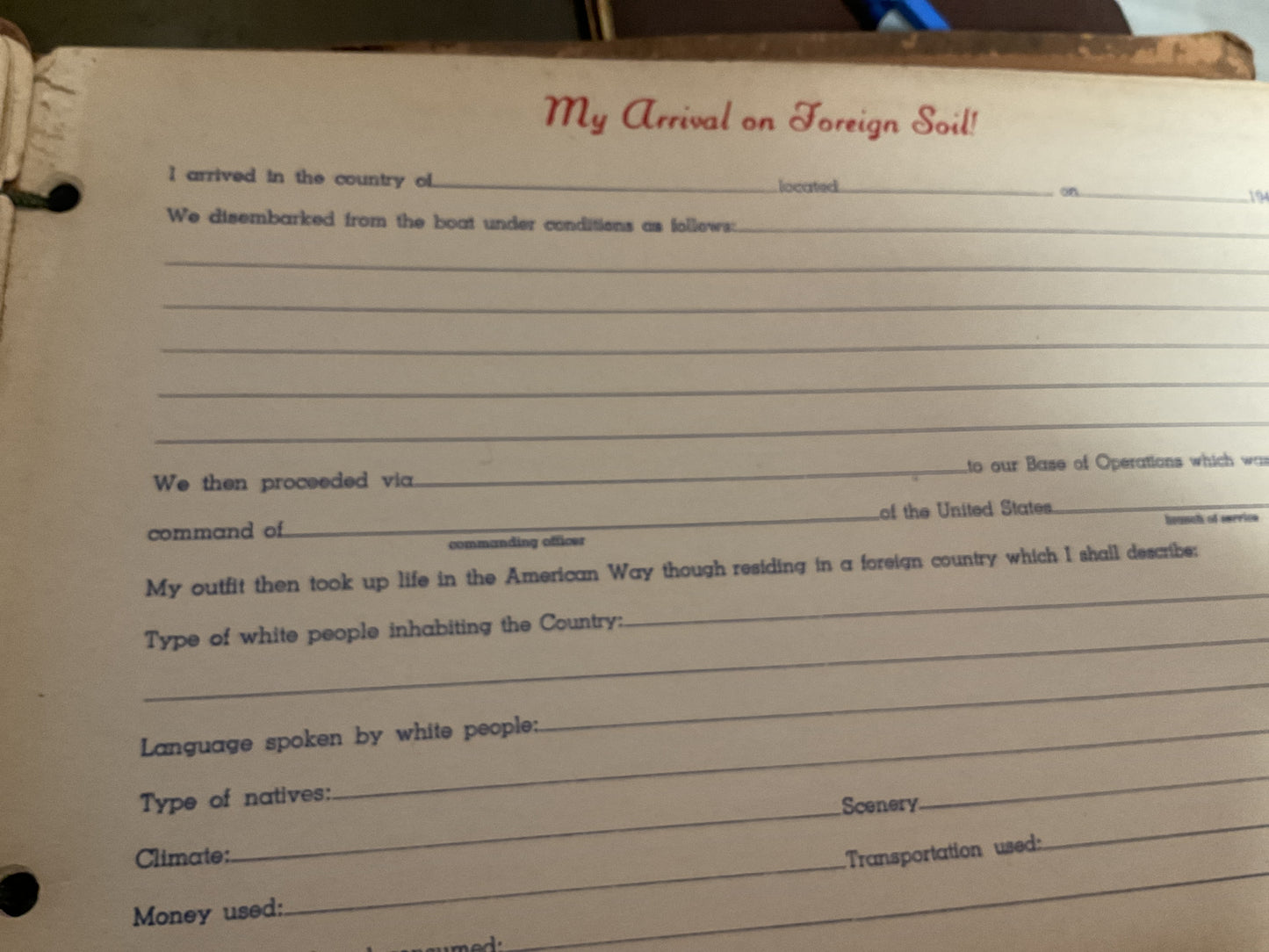 Soldier’s Service Diary WWII (unused)
