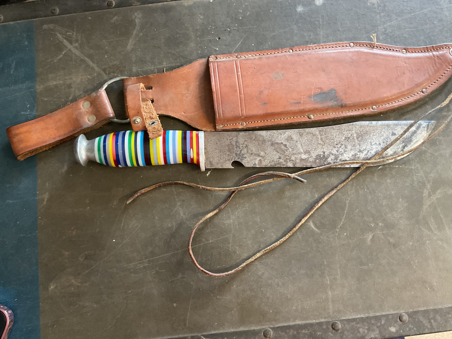 WWII Theatre Knife (rainbow handle)