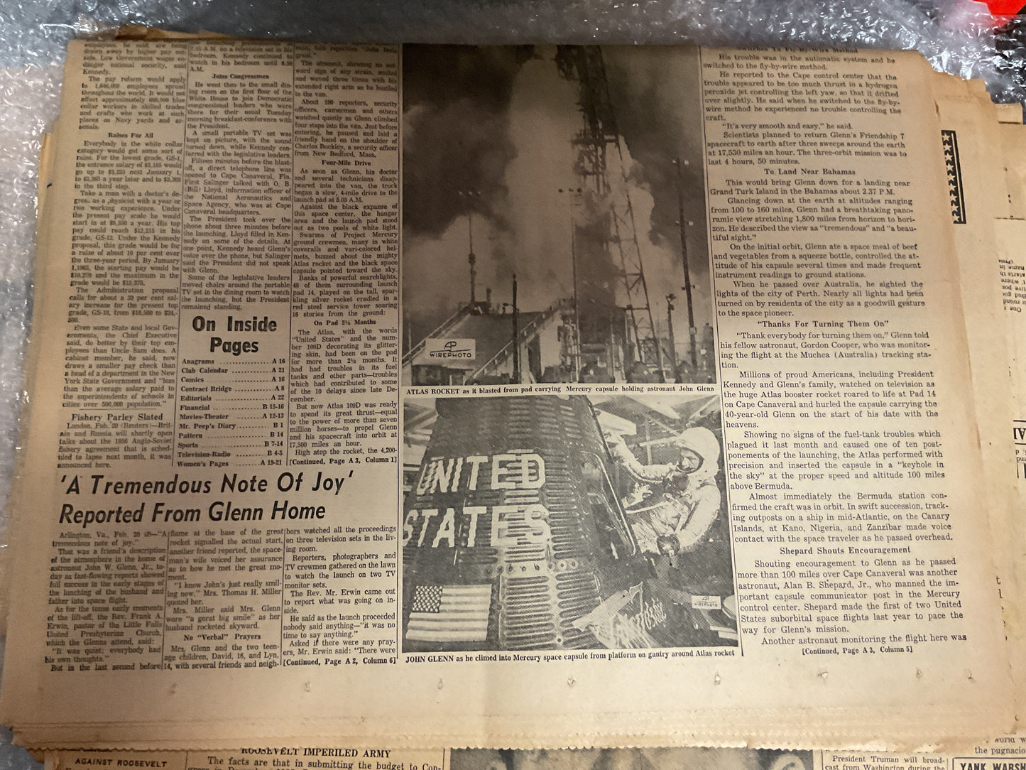 The Evening Sun Feb 20, 1962 “Third Orbit”