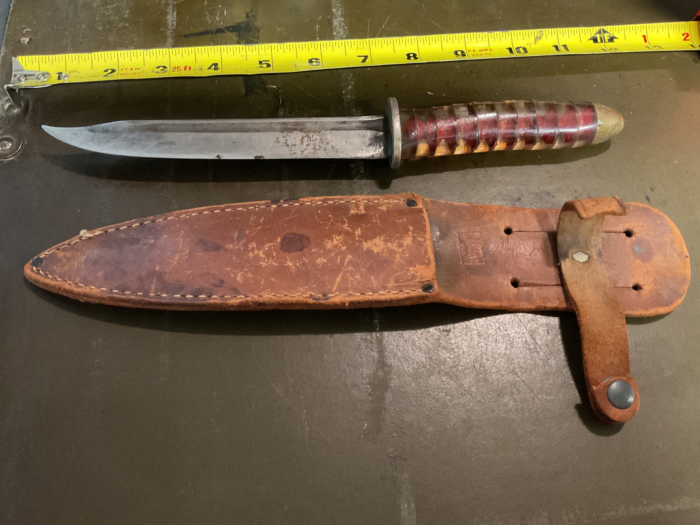 WWII Theatre Knife with Red & Clear Handle