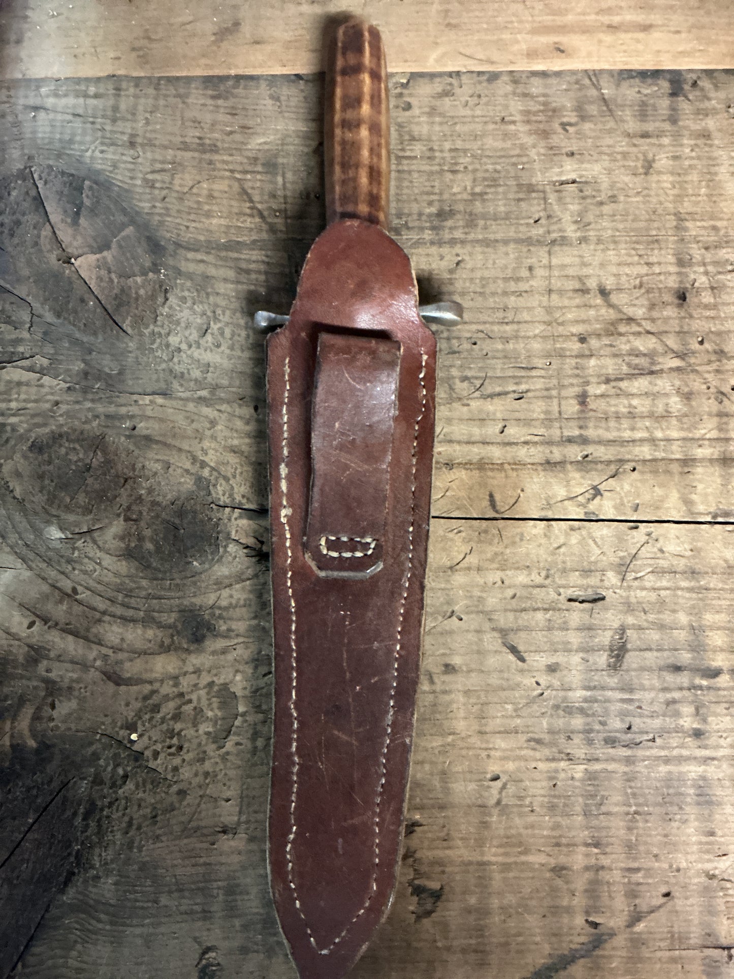 Vintage Handmade Bowie/Fighting Knife w/ Leather Sheath