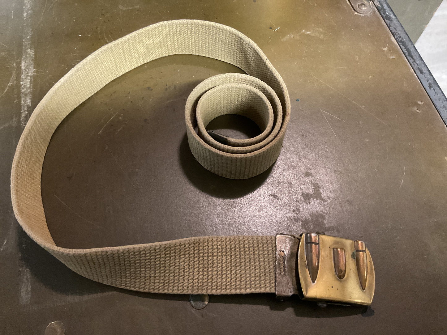 WWII Trench Art Belt Buckle with Belt