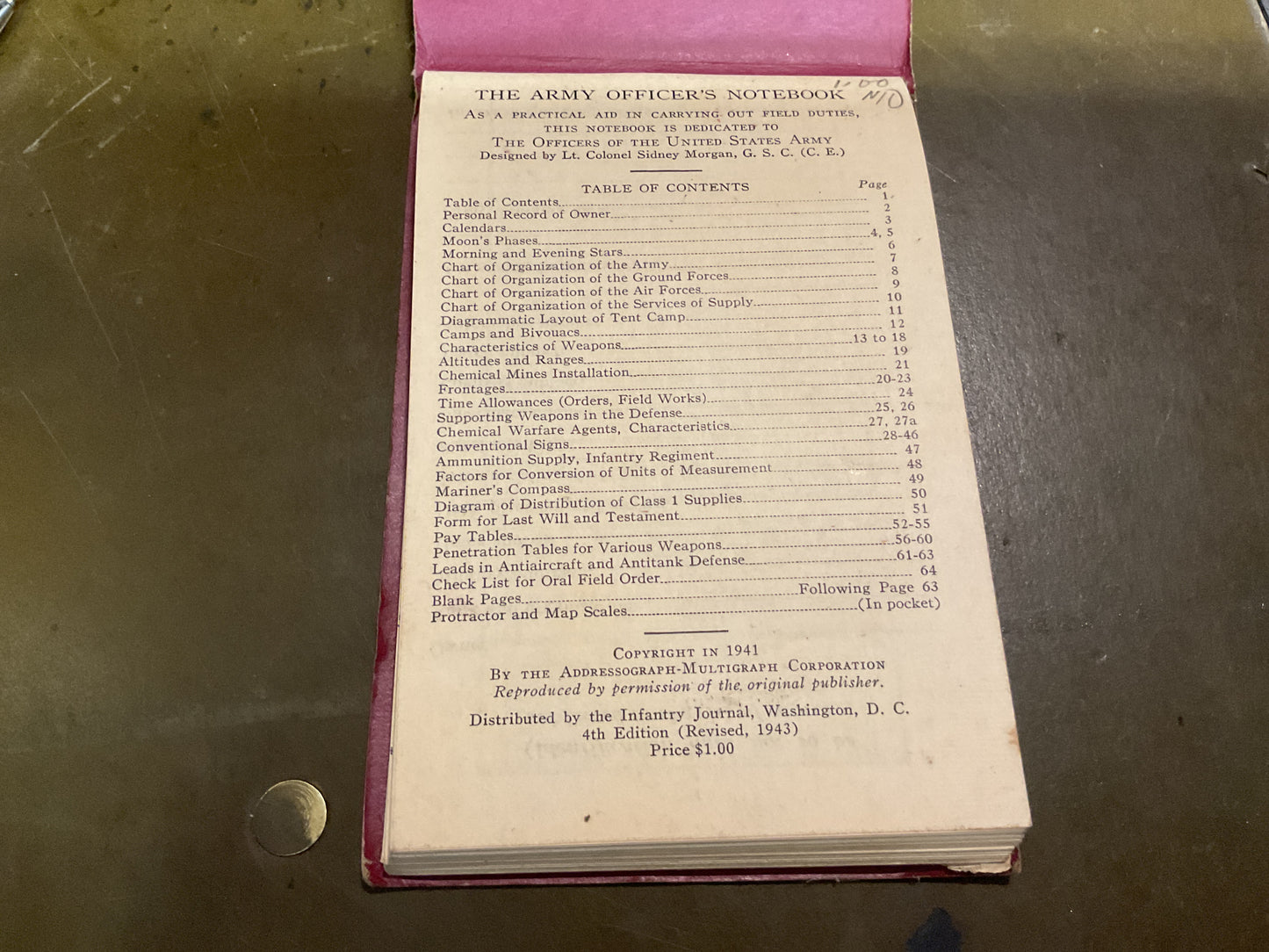 WWII Army Officer’s Notebook USA