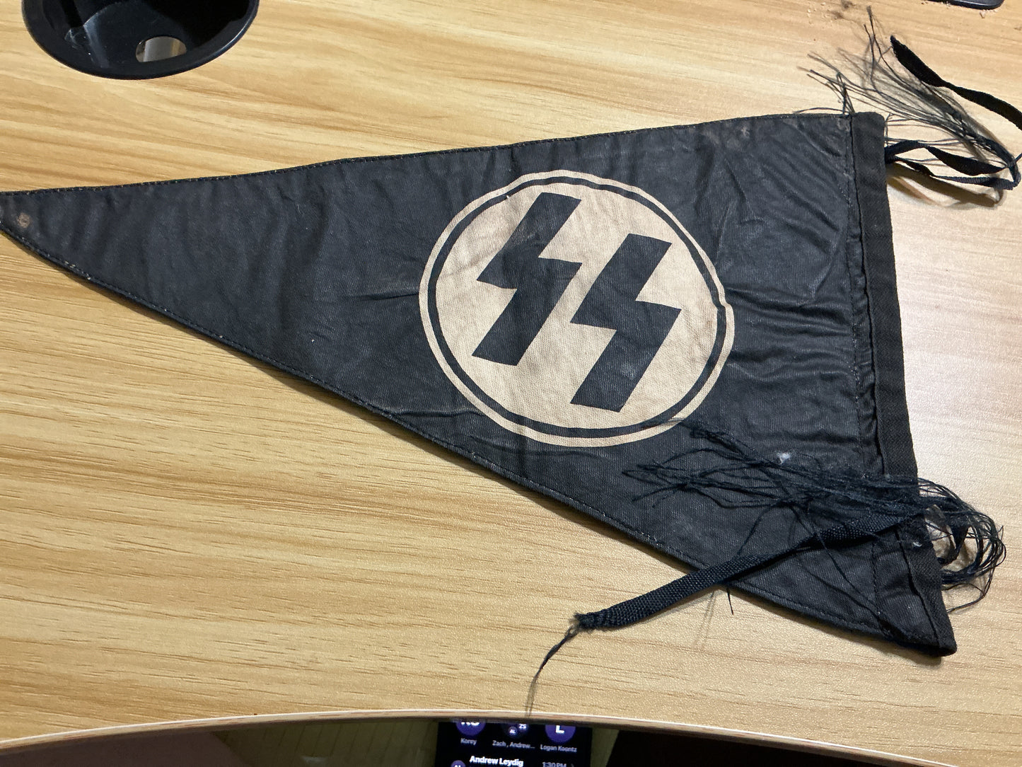 Reproduction WWII German SS-Style Vehicle/Command Pennant w/ RZM-Style Tag