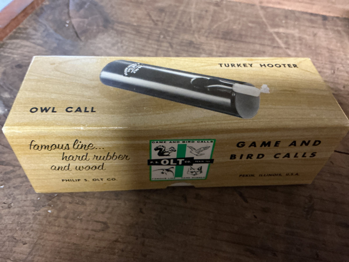 Vintage P.S. Olt No. 440 Owl Call/ Turkey Hooter w/ Original Box & Instructions