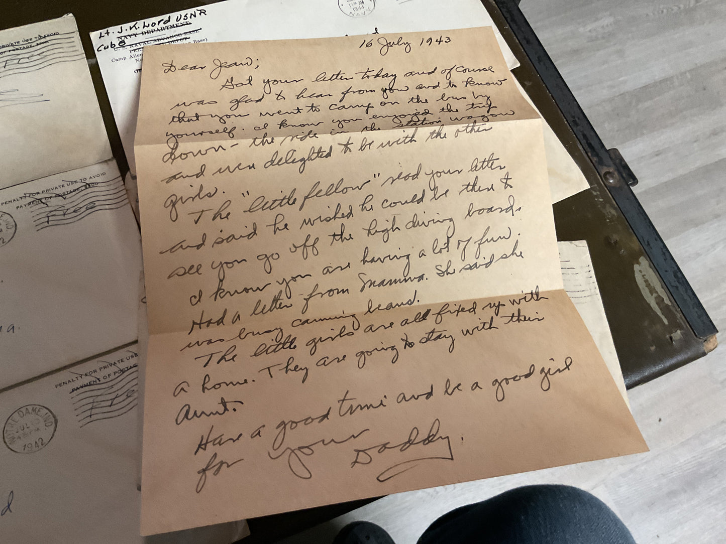 WWII Letters Home from Same author (Daddy) to daughter (Jean)