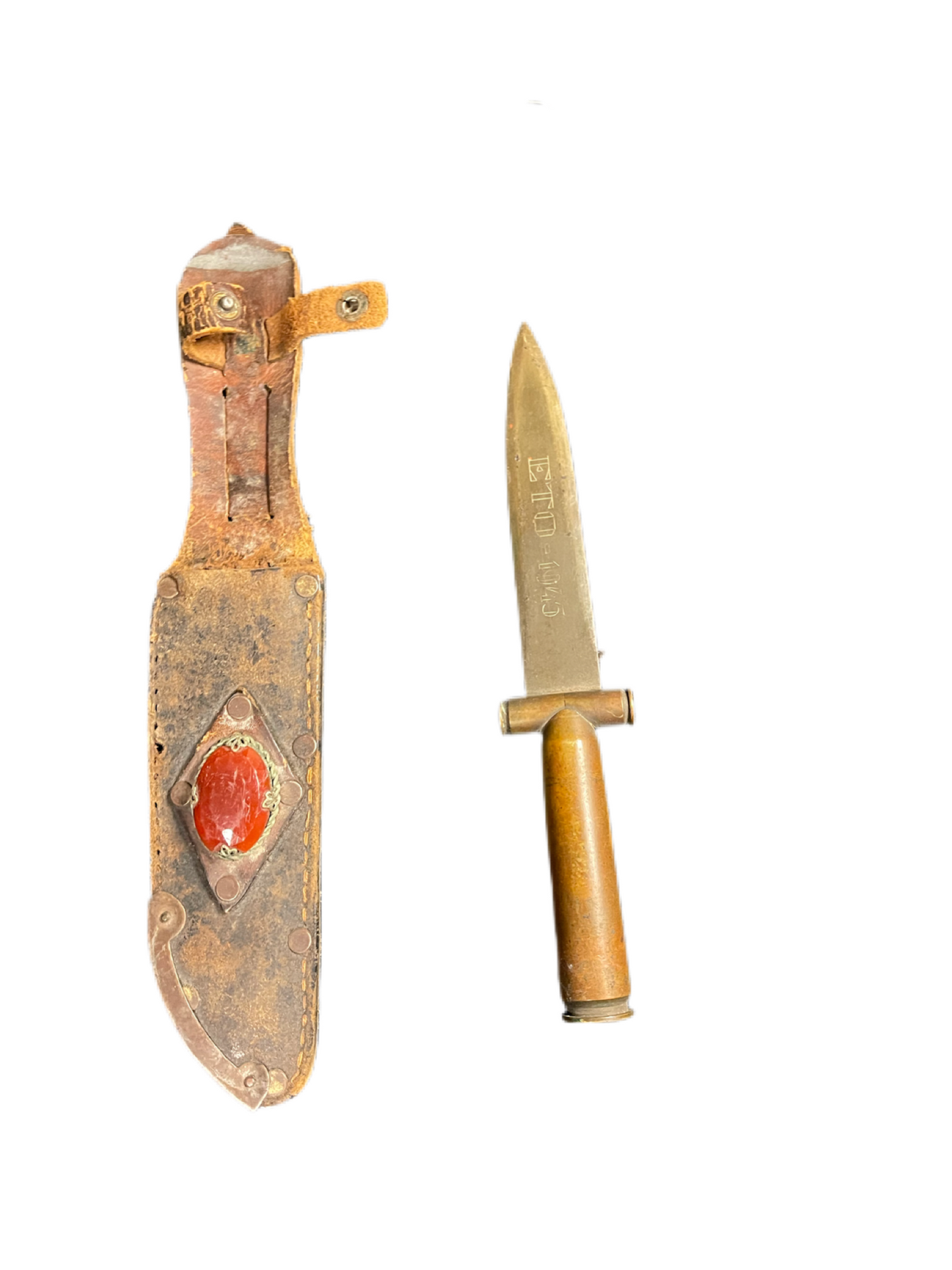 WWII Theater Knife with Engraved Blade and Repurposed “DM 43” Ammunition Handle
