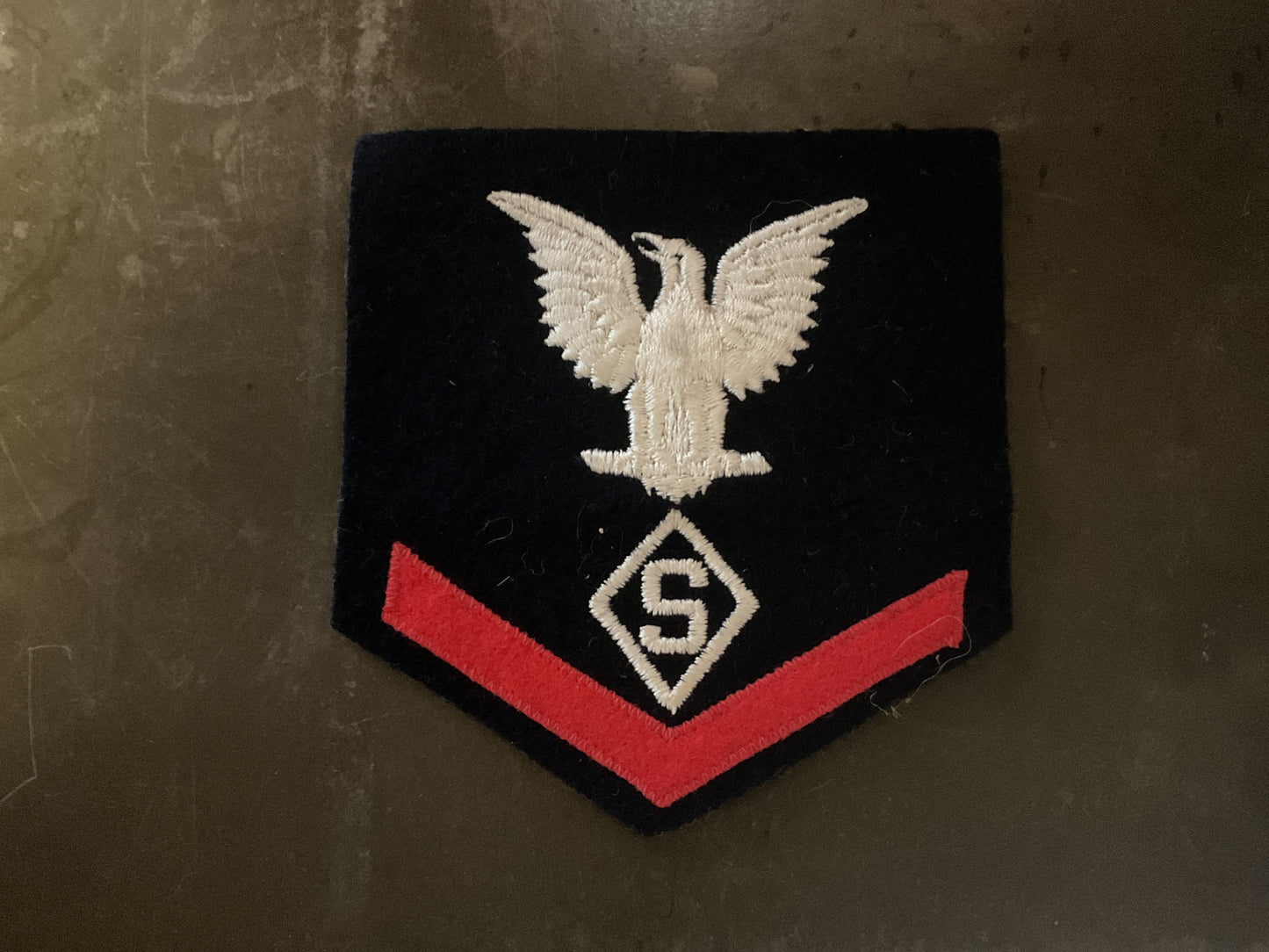 WWII US Navy Specialist 5 Rating Badge Patch Silver Eagle Chevron Original