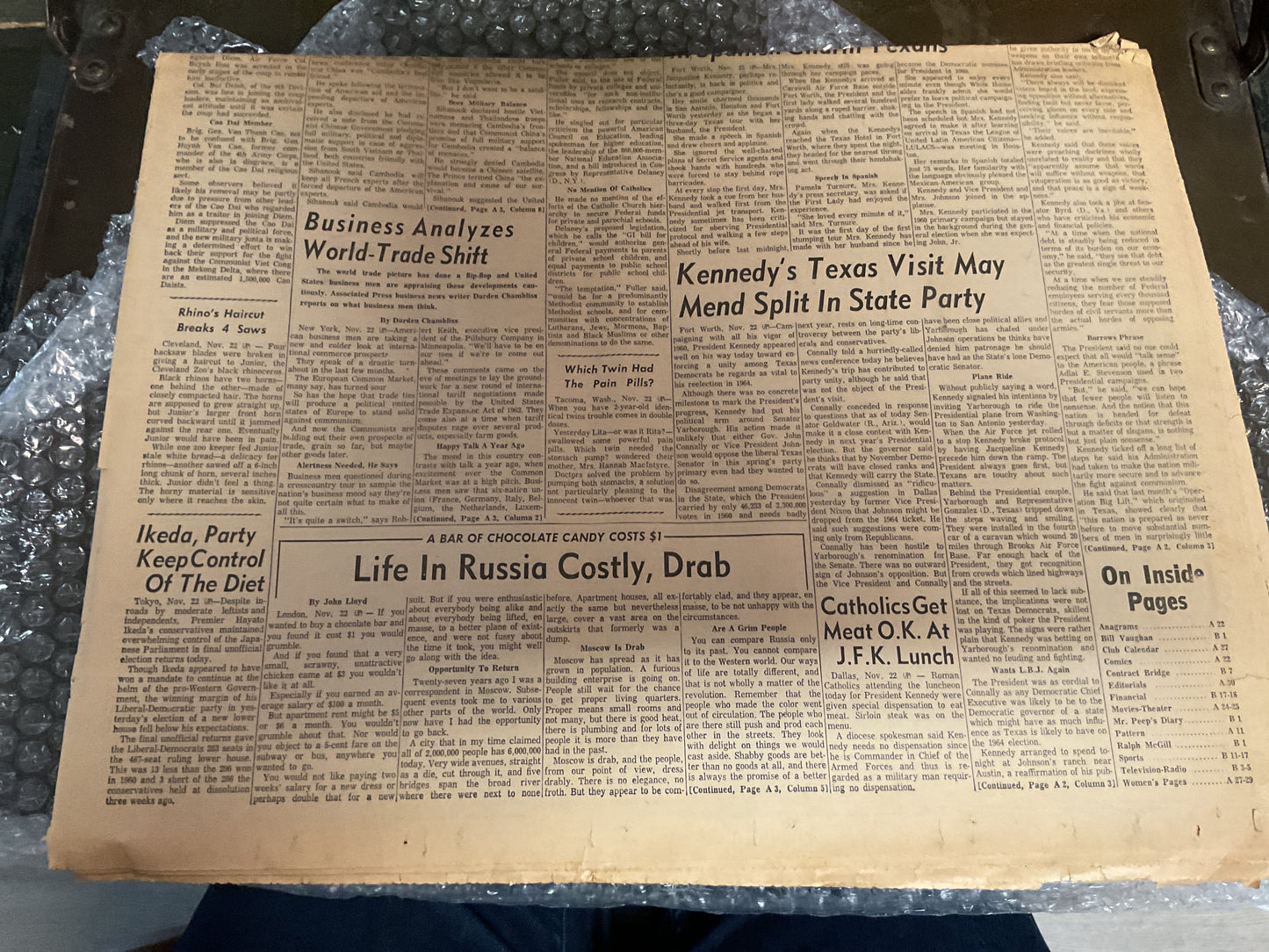 The Evening Sun Nov 22, 1963 “Kennedy Shot”