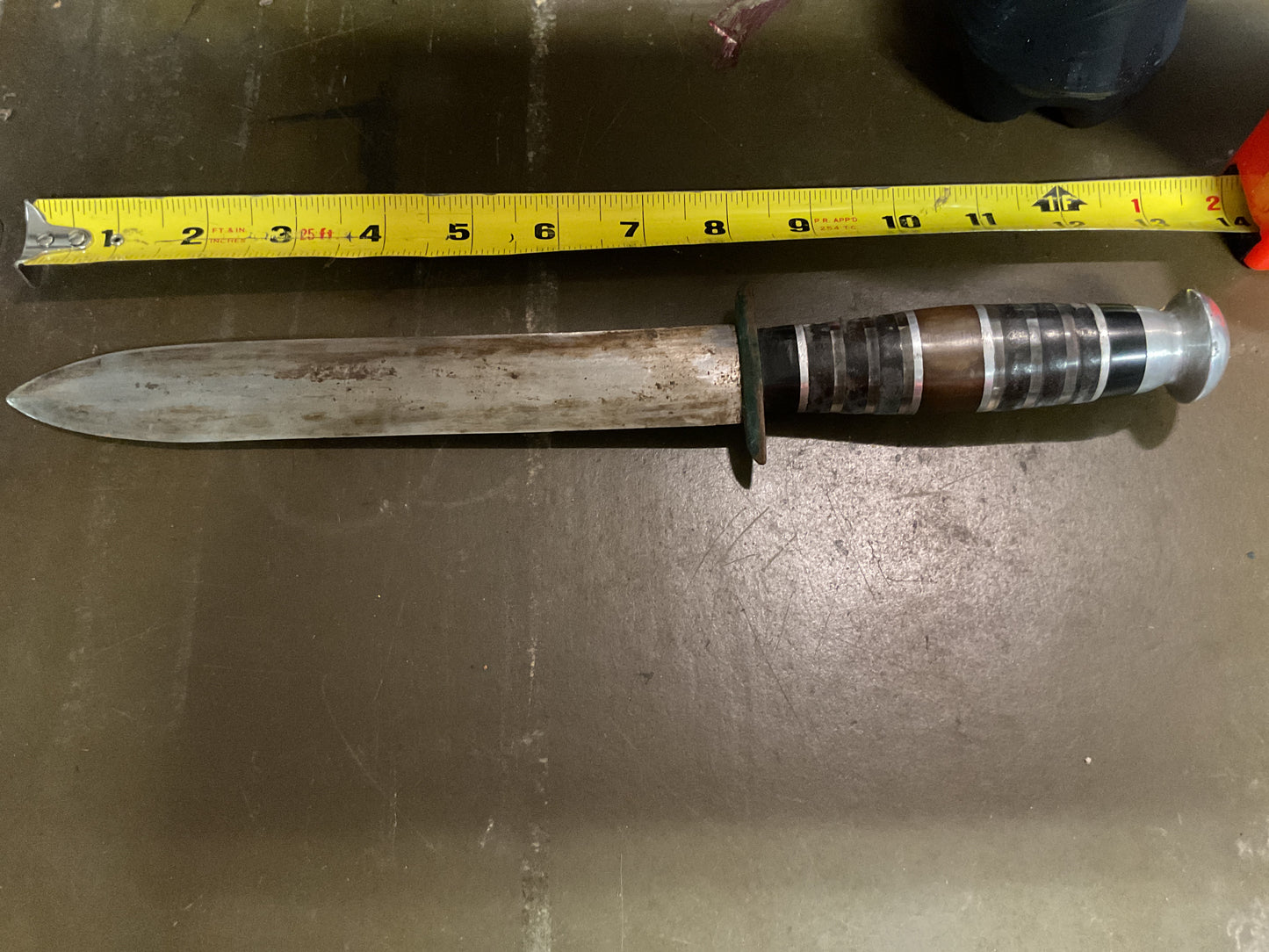 WWII Theatre Knife brown black & clear handle (no sheath)
