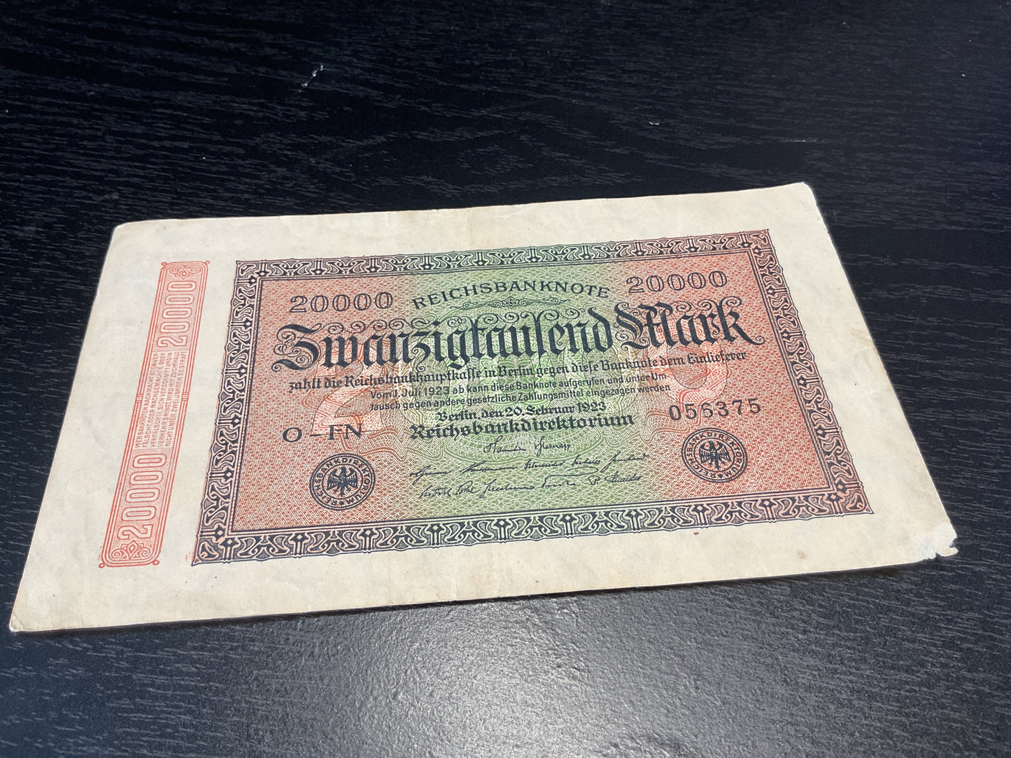 German 20,000 Mark Reichsbanknote