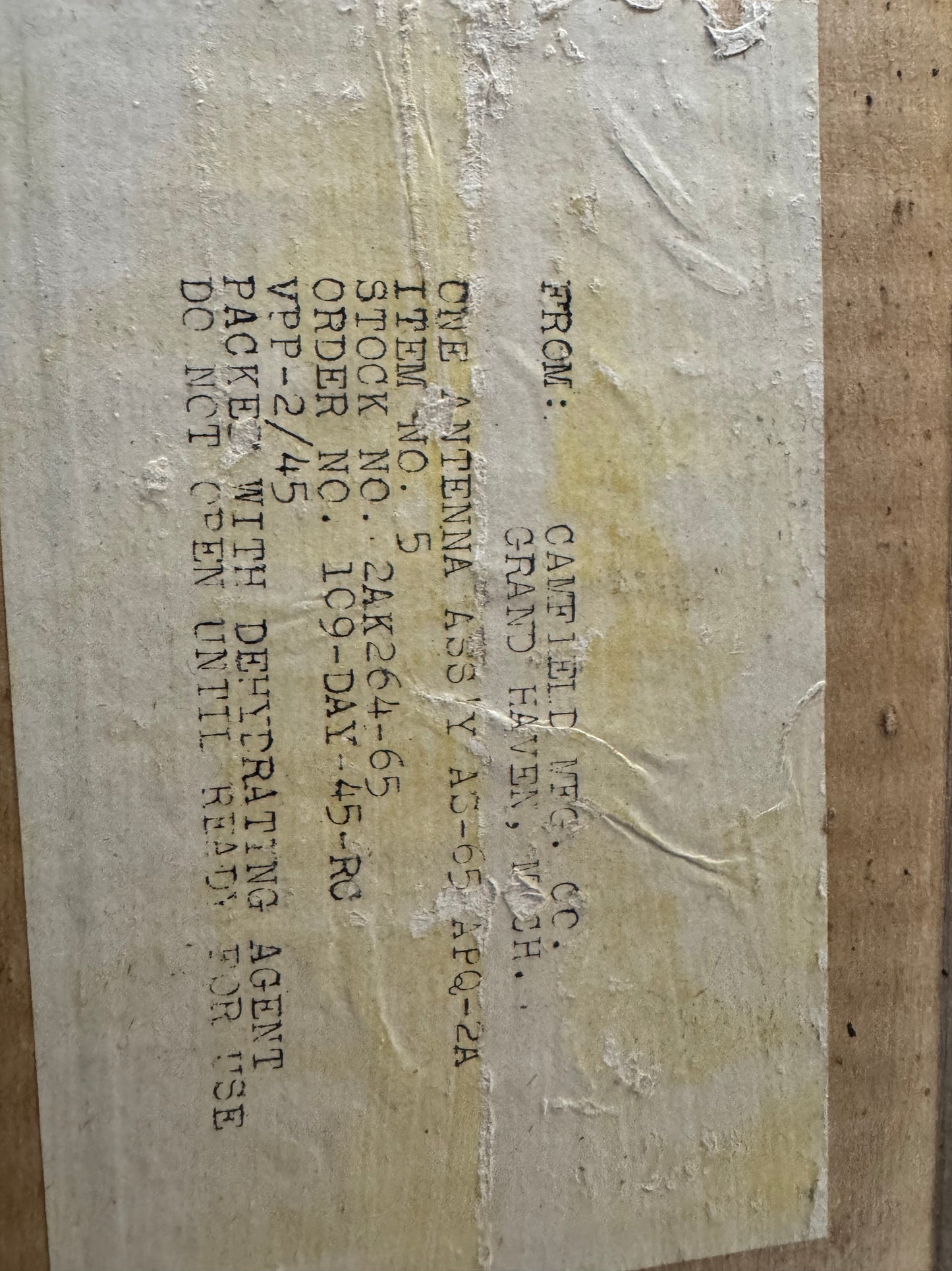 WWII AN/APQ-2A “Rug” Airborne Radar-Jamming Antenna Assembly AS-65/APQ-2A