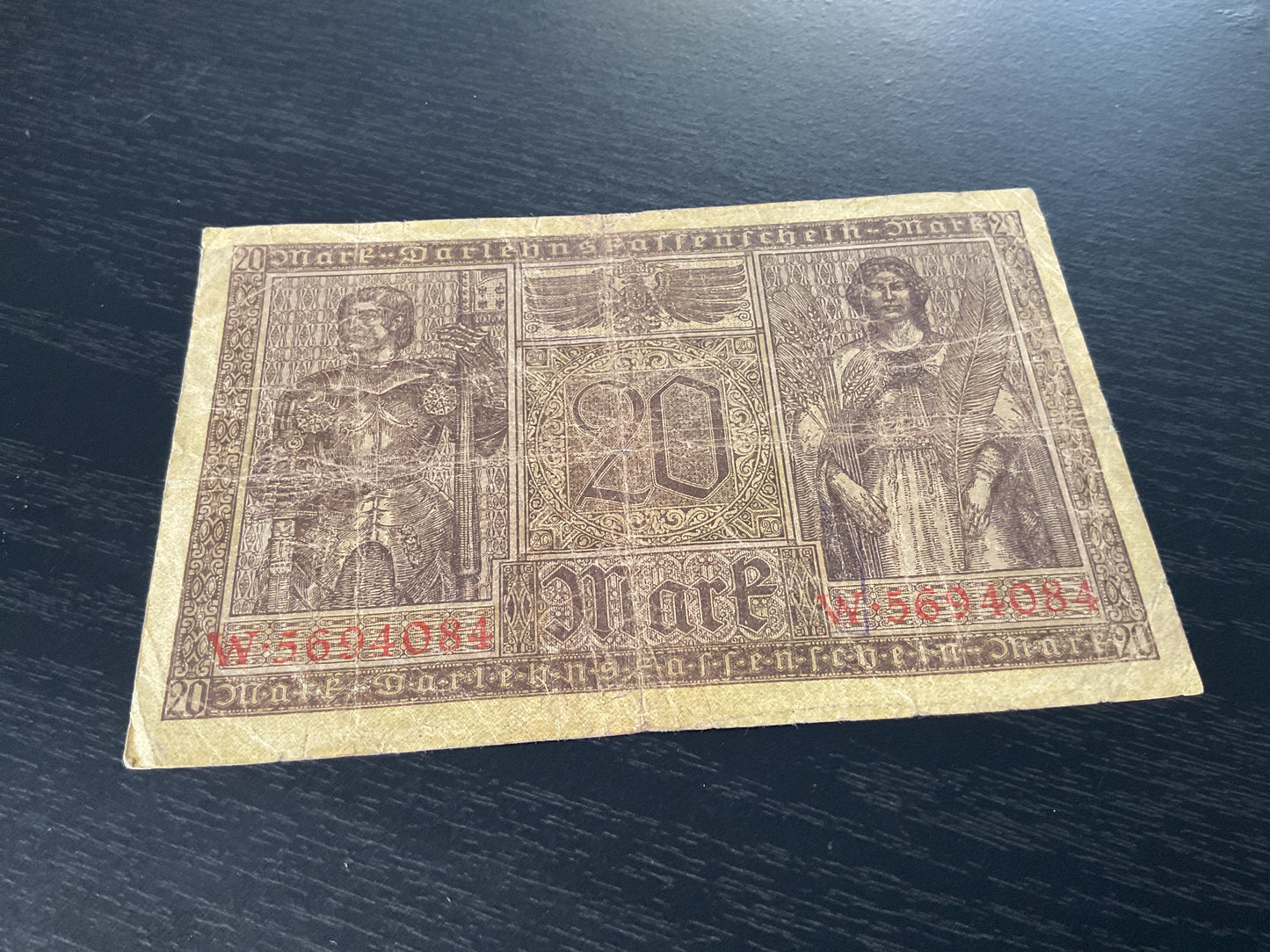 German Loan Receipt Note 20 Marks Feb 20, 1918