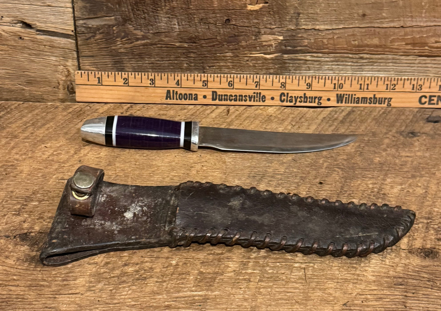 WWII Theatre Knife-Silver & Black/Purple