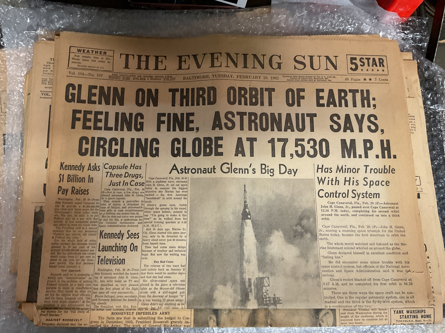 The Evening Sun Feb 20, 1962 “Third Orbit”