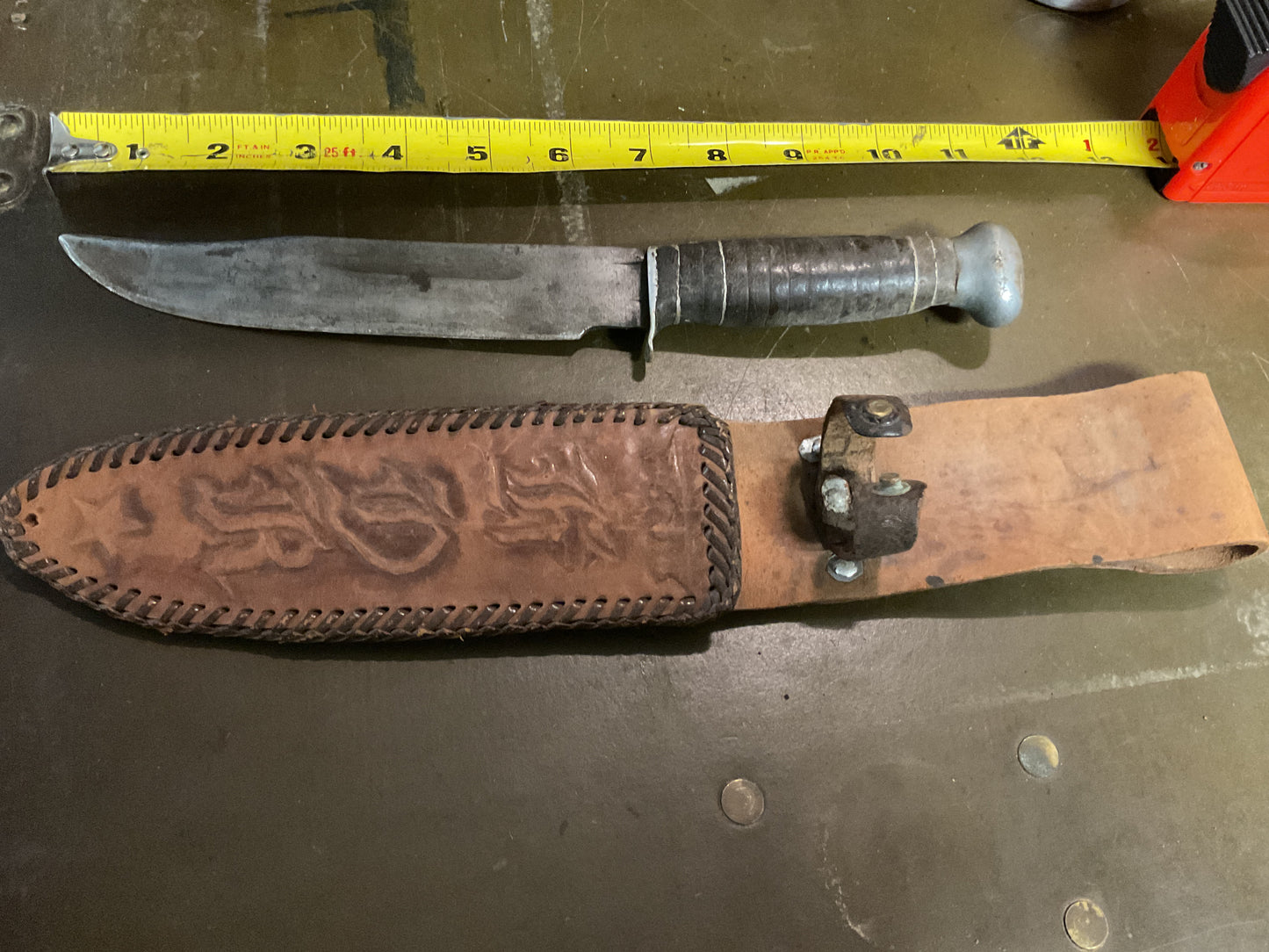 WWII Theatre Knife Black & Silver Handle
