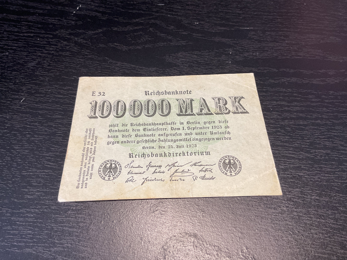 German 100,000 Mark Reichsbanknote 1923