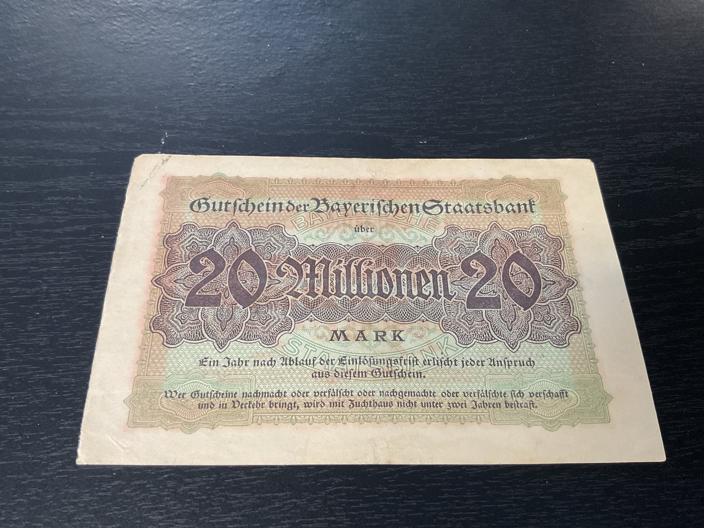 German 20 Million Mark Note 1923