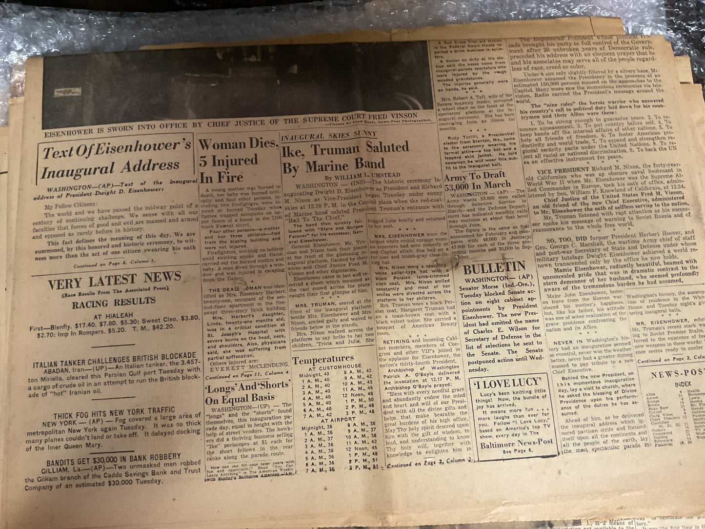 The Baltimore News Post Jan 20, 1953 “34th President”