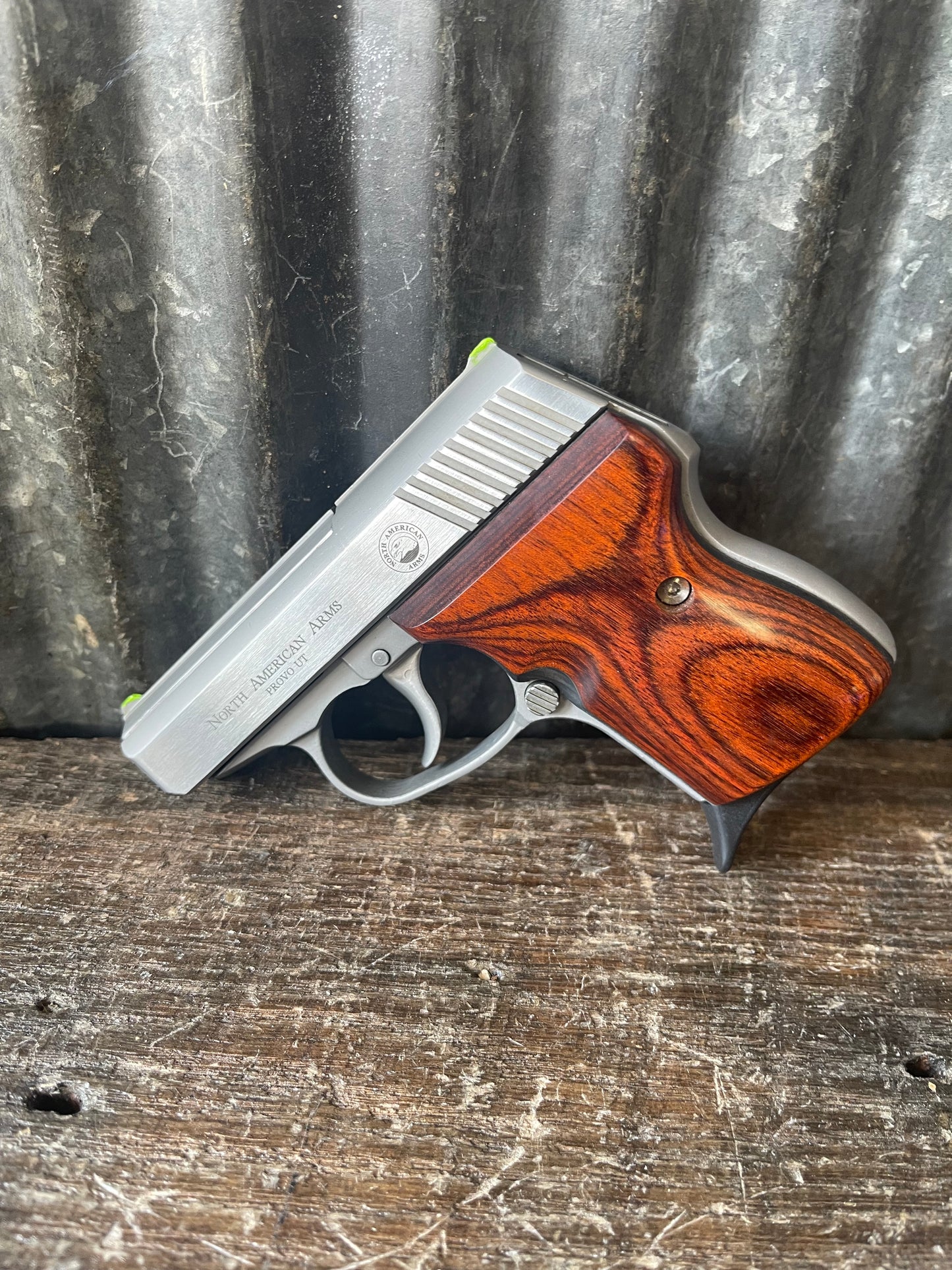 North American Arms Guardian .380 ACP Stainless Pistol – Custom Wood Grips – Box & Three Magazines