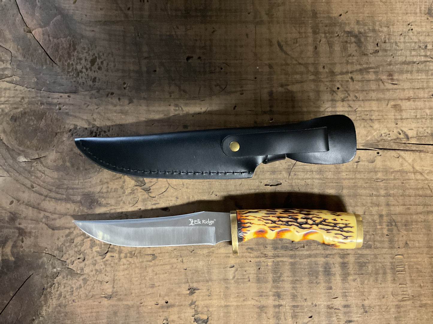 Elk Ridge Fixed Blade Knife w/ Leather Sheath