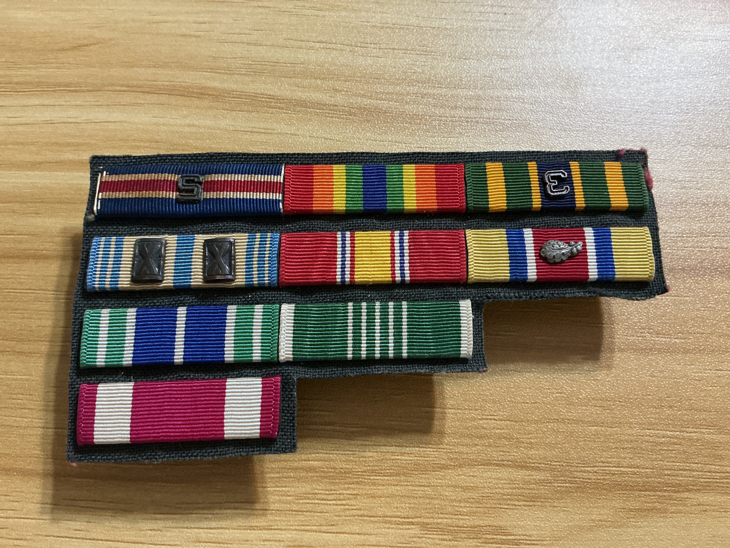 U.S. Military Ribbon Bar Group-8 Ribbon Display w/ Devices-Uniform Award Display-(c. Cold War- Modern Era)