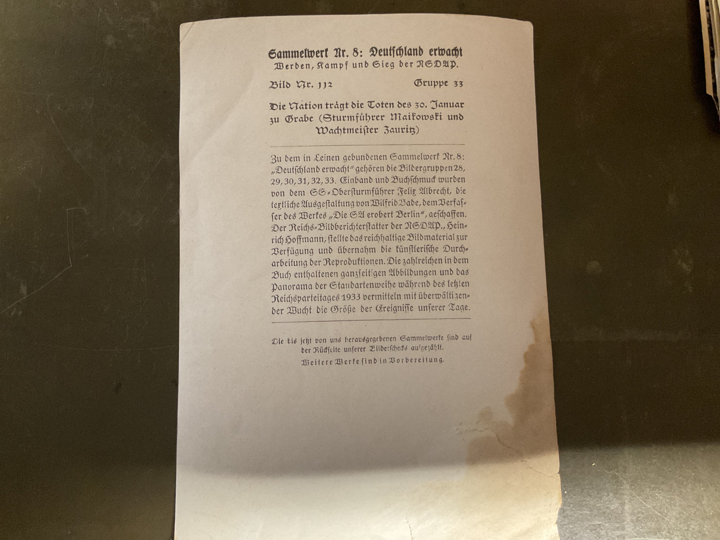Original 1933 German Propaganda Photo “Deutschland Erwacht”