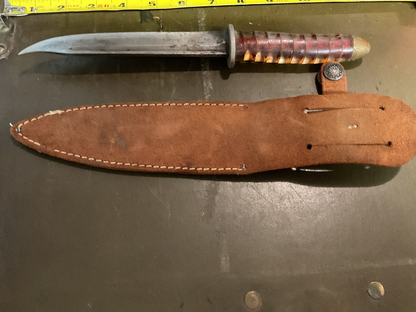 WWII Theatre Knife with Red & Clear Handle