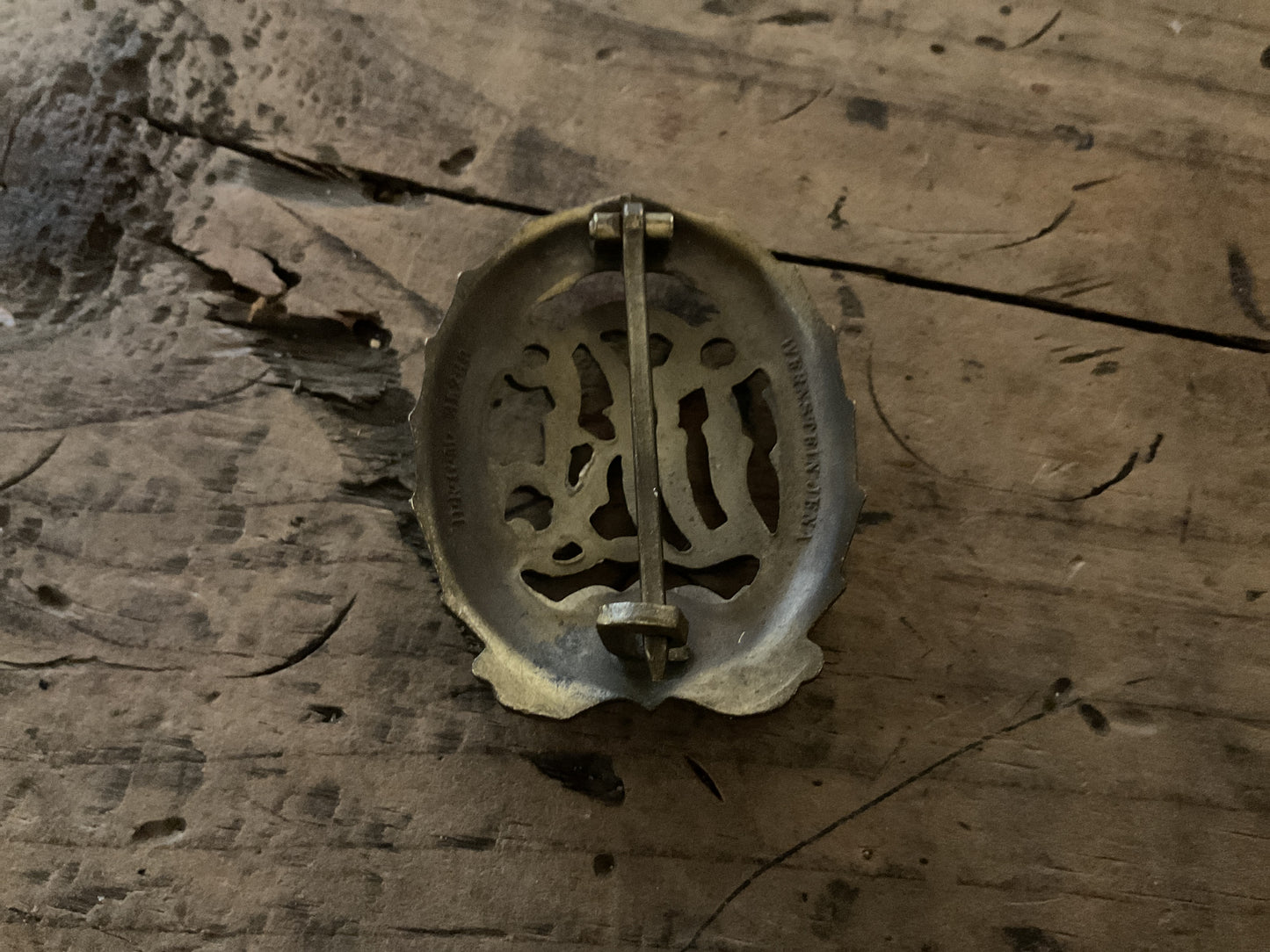 Original WWII German DRL Sports Badge-Bronze Grade-Maker marked “ Weinstein Jena”
