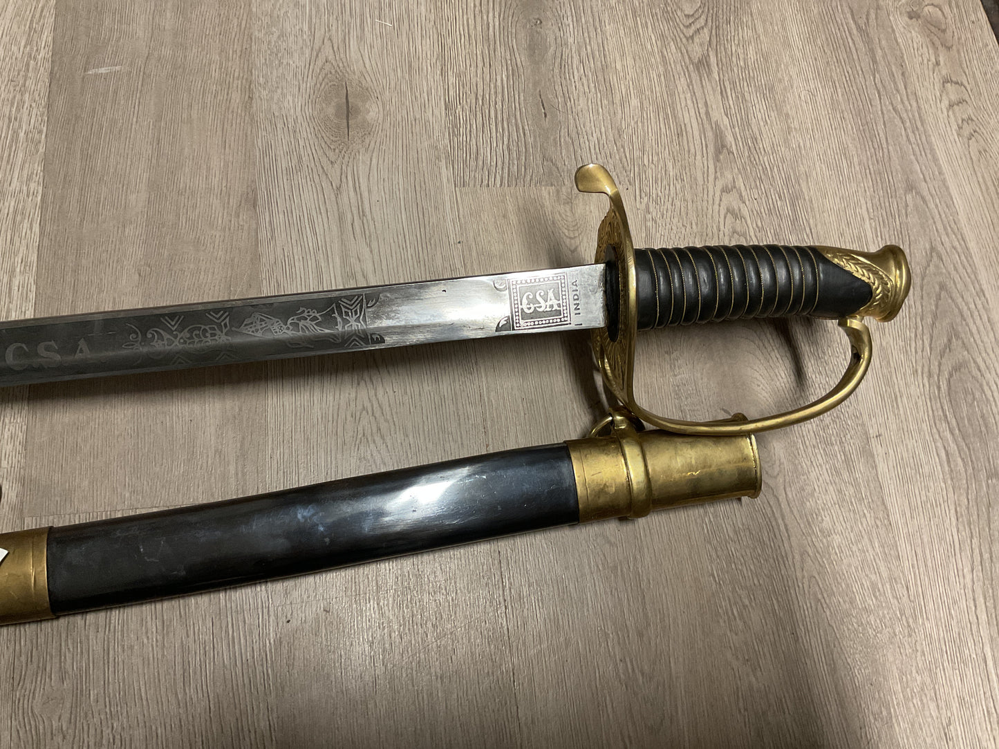 Civil War Cavalry Equipment Display Set (Reproduction) Saber, Cartridge Box, and Holster Rig
