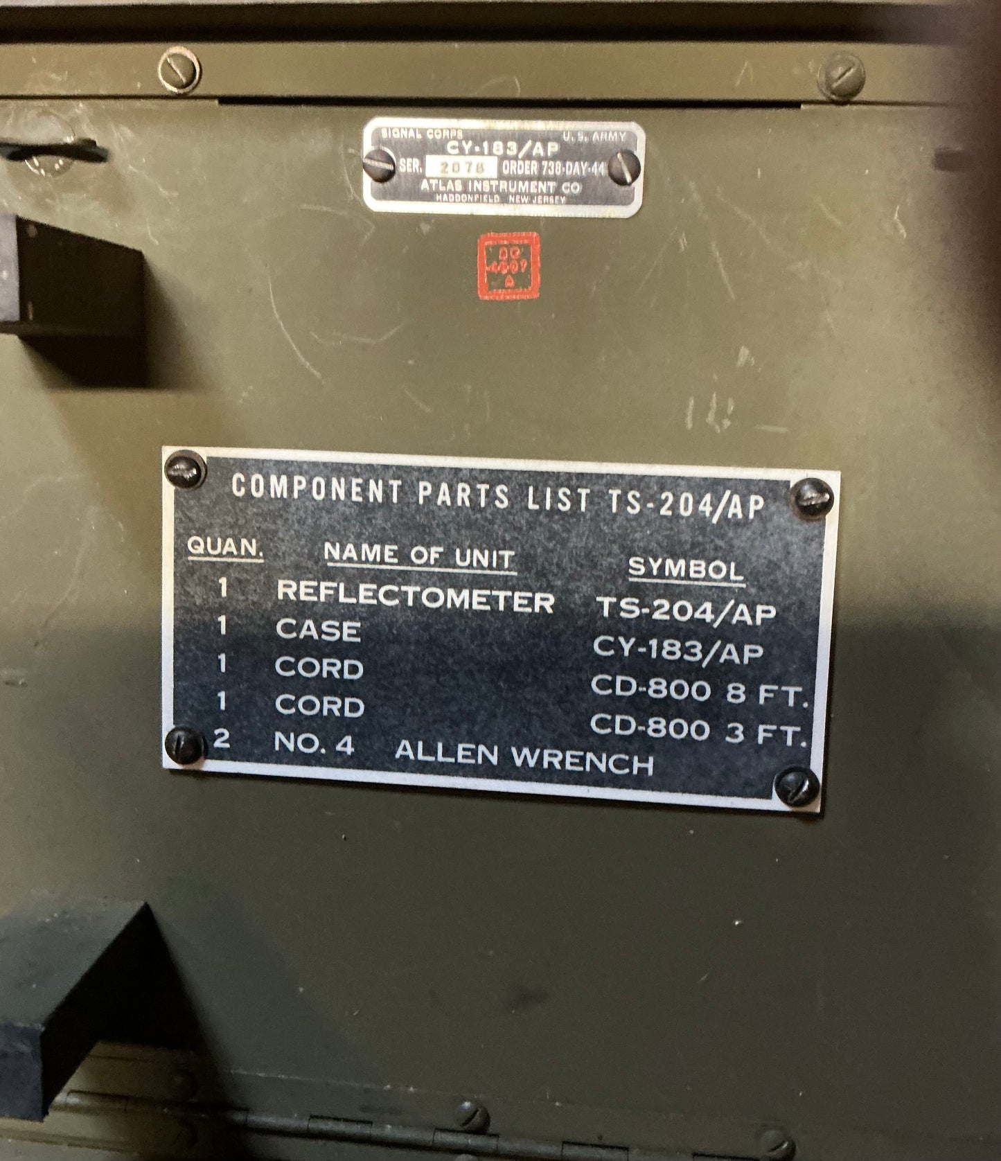 U.S. Army Signal Corps TS-204/AP Reflectometer Set