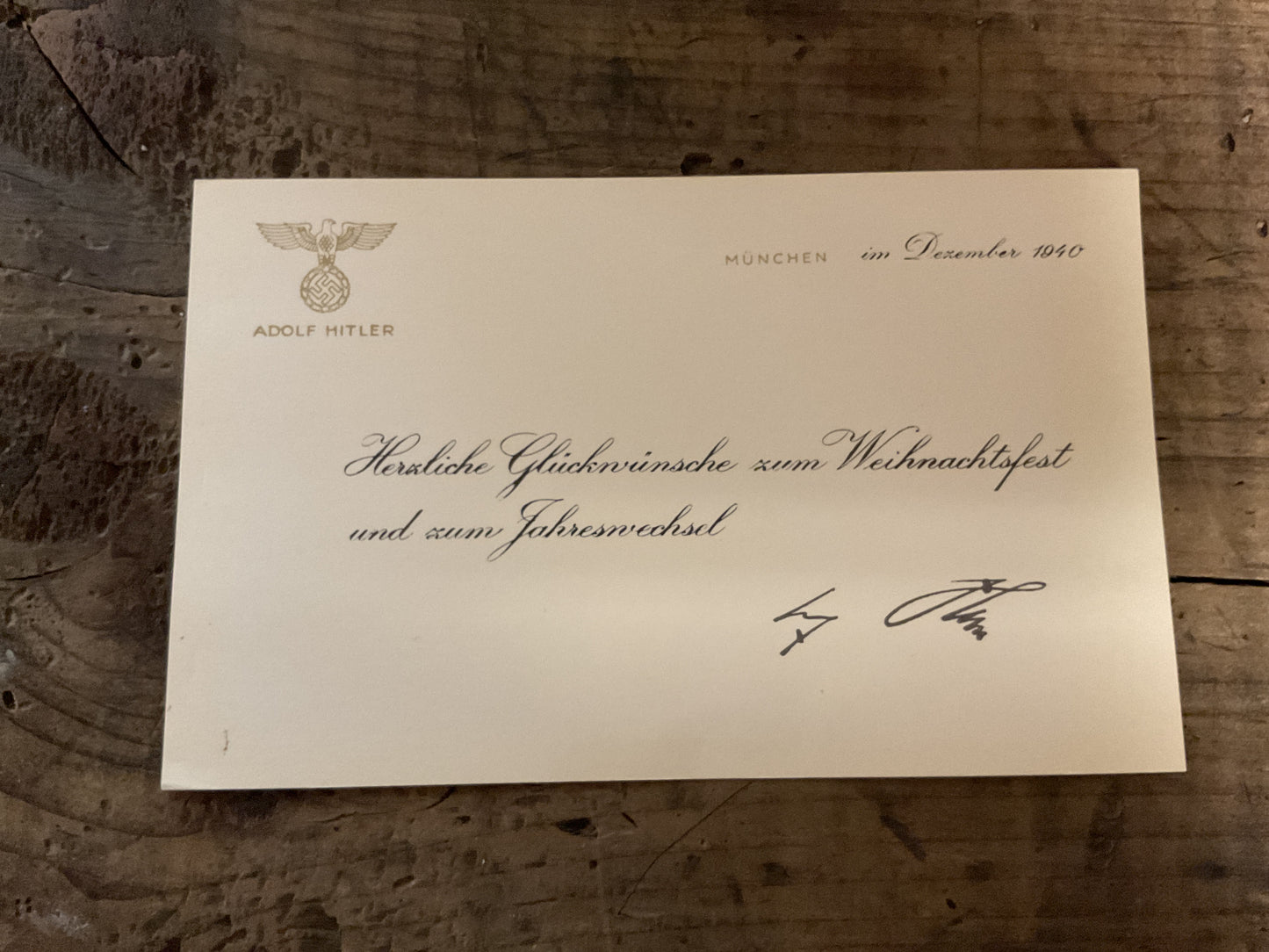 1940 Adolf Hitler Christmas & New Year Greeting Card w/ Frame