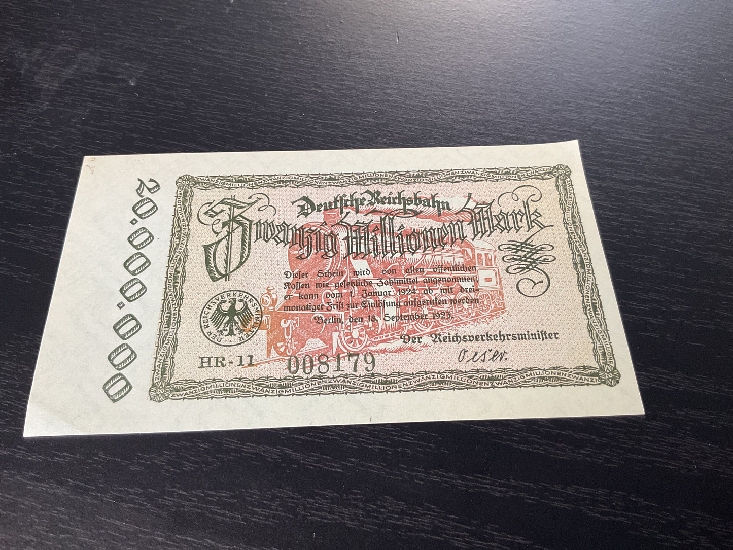 German 20 Million Mark Banknote 1923