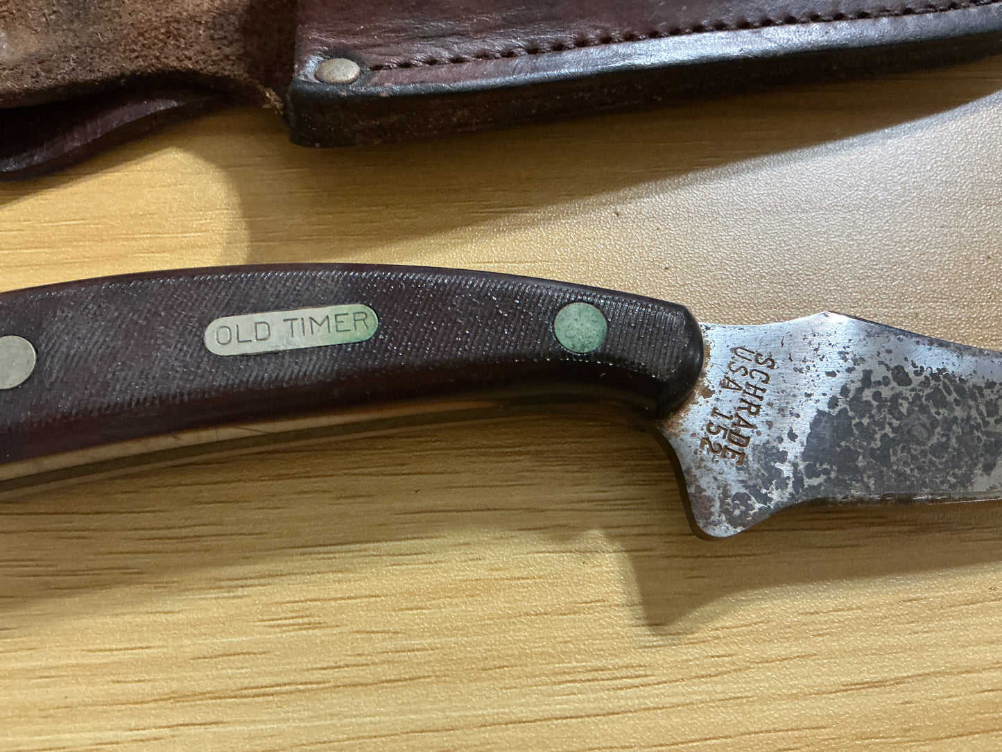 Schrade Old Timer USA 152 Fixed Blade Skinning Knife w/ Leather Sheath