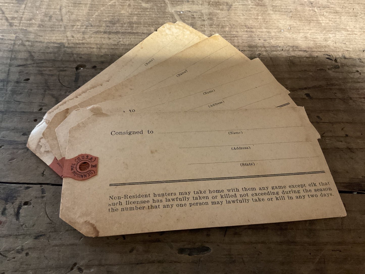 1935 Pennsylvania Non-Resident Hunting Game Tags-Large & Small Game-Lot of 4