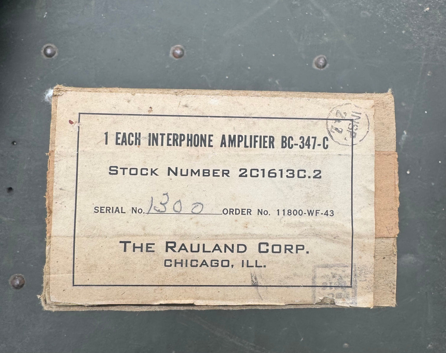 WWII U.S. Army Interphone Amplifier BC-347-C