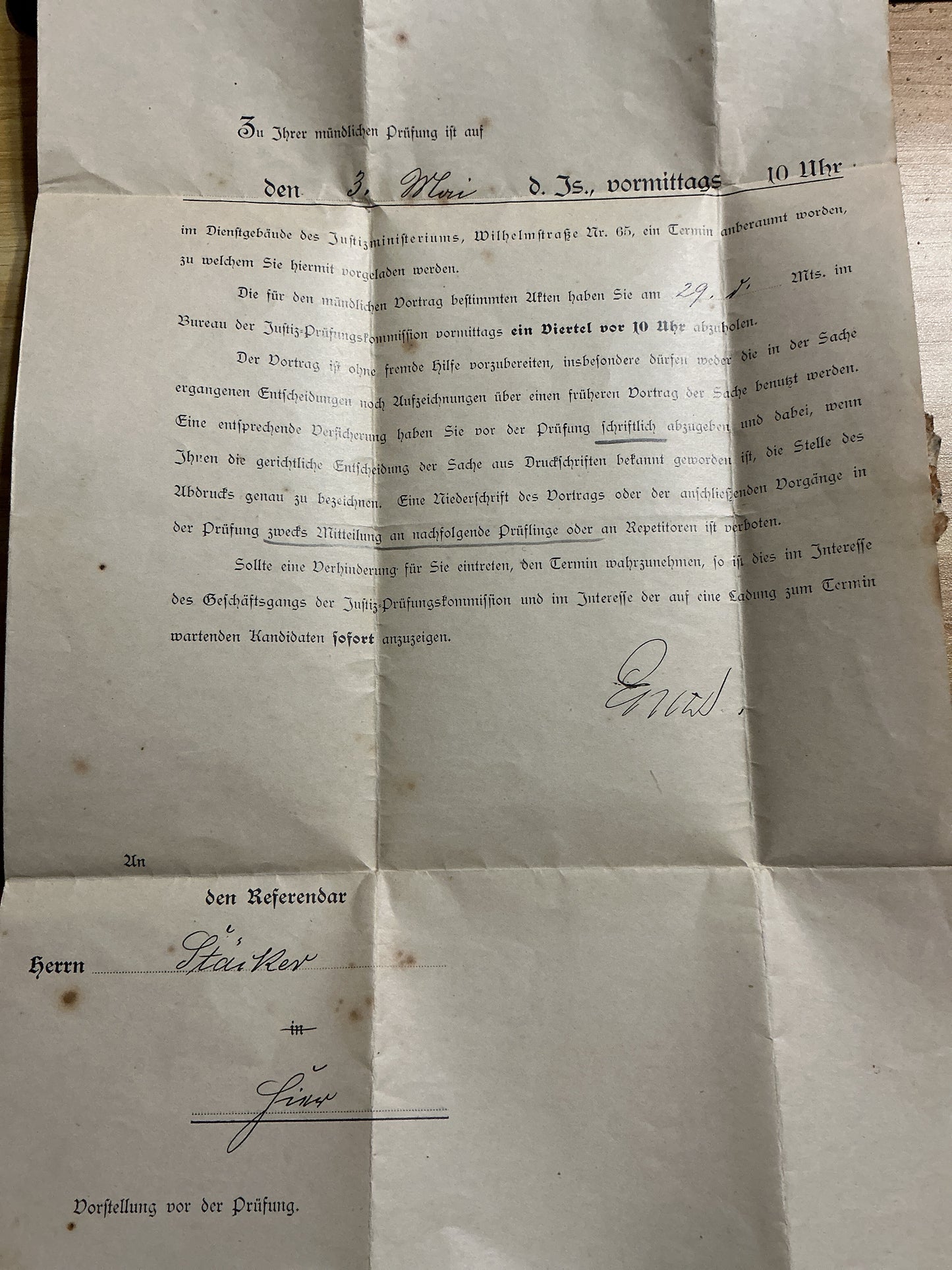 1917 Imperial Germany Justice Examination Commission Document & Registered Envelope-Berlin-WWI