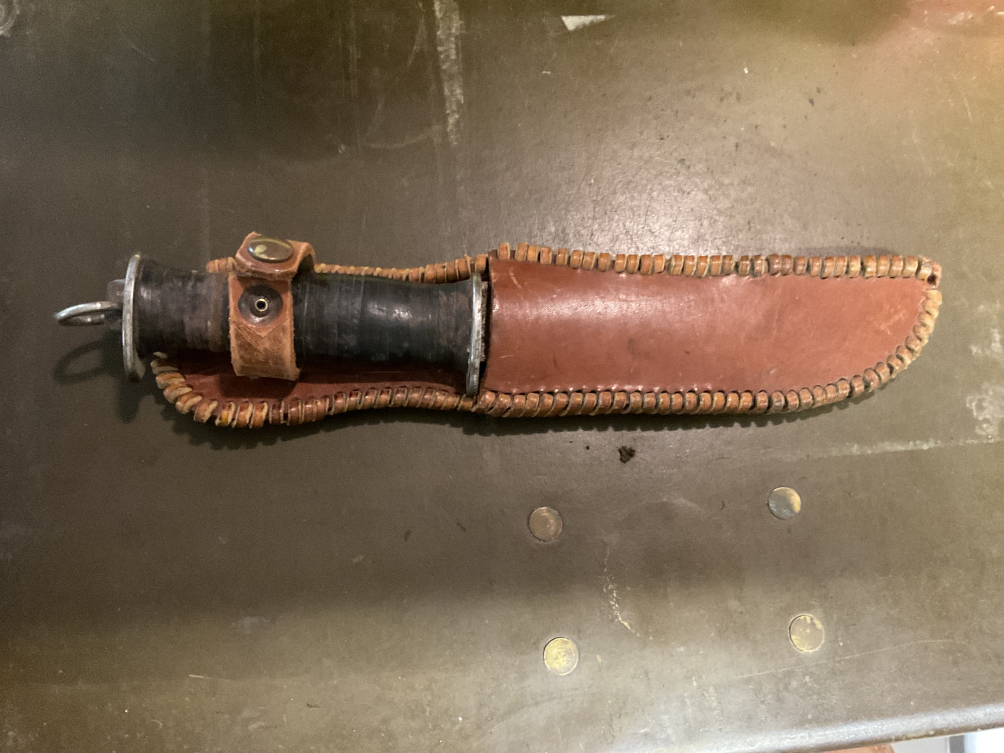WWII Theatre Knife Black worn Handle with Ring