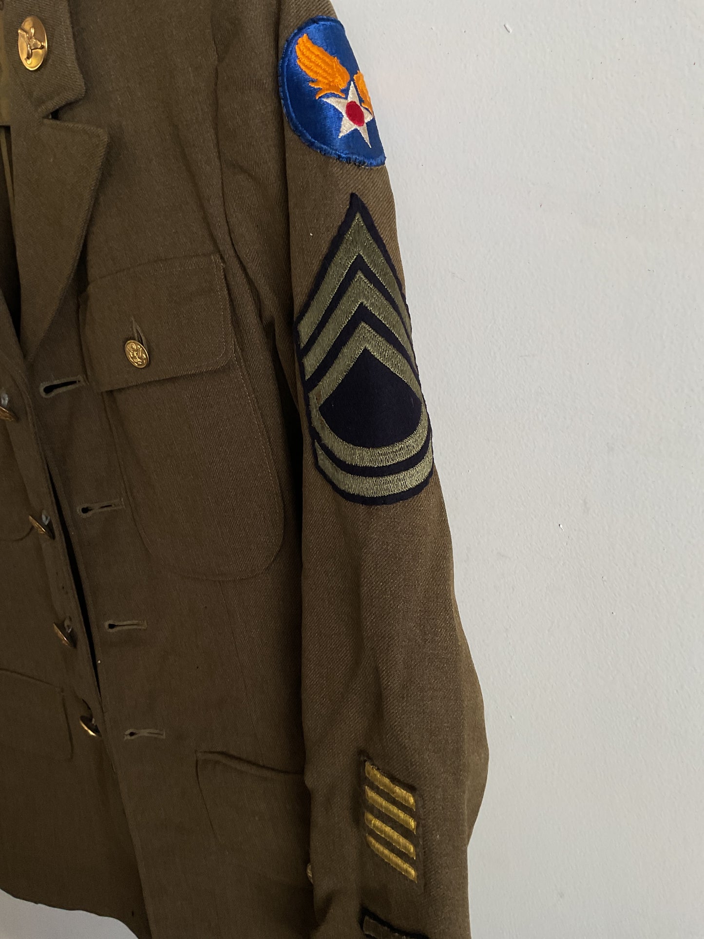 WWII U.S. Army China-Burma-India Theater Service Dress Jacket - Sergeant Rank with Ruptured Duck Patch - Size 35S