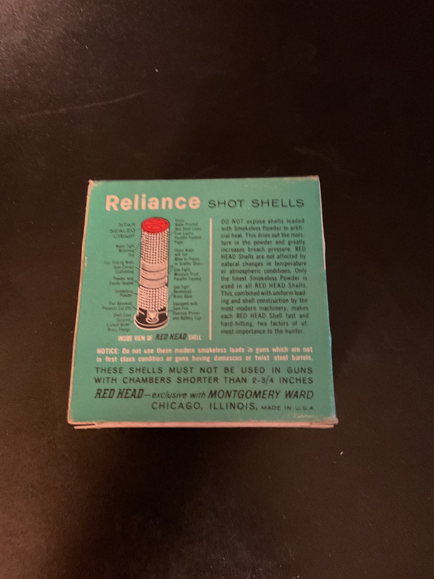 Vintage Red Head Reliance 12 Gauge Shot Shells — Full Box of 25