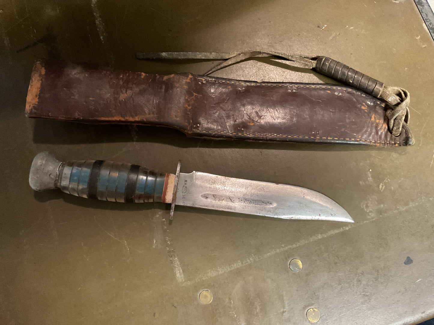 WWII Theatre Knife Black Blue & Clear Handle