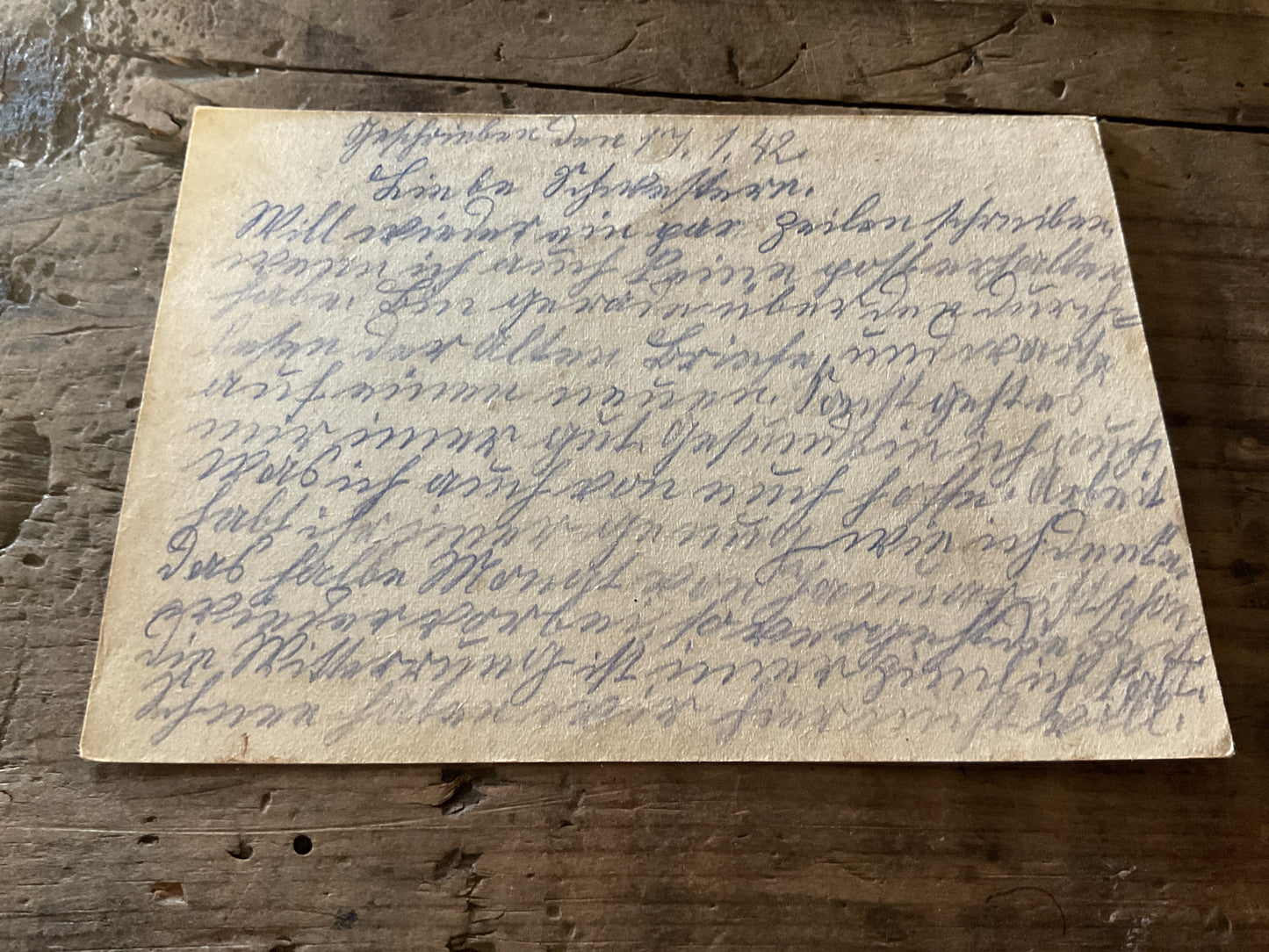 WWII German Feldpostkarte-January 17, 1942 w/ Eagle & Swastika Unit Stamp