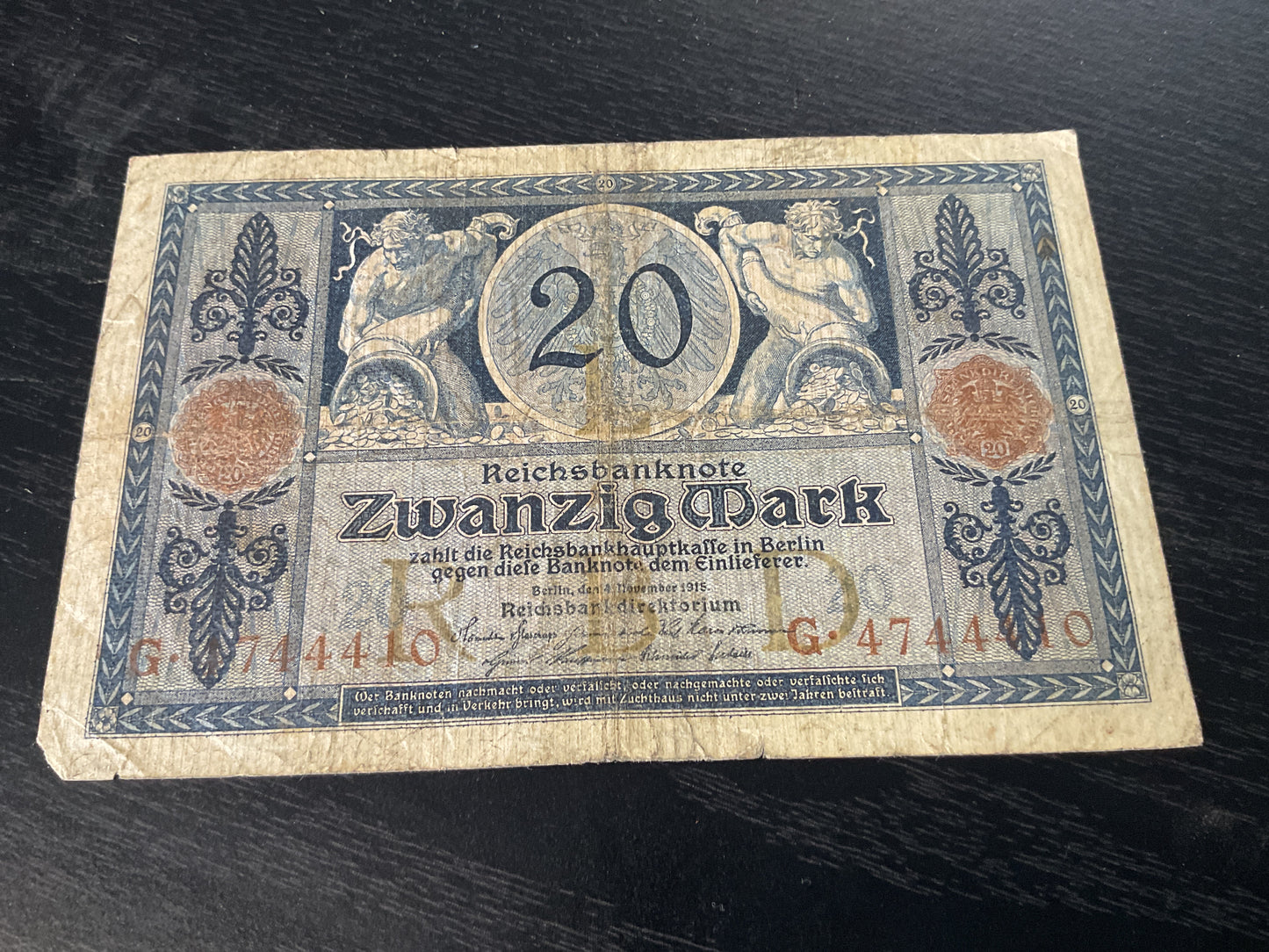 German 20 Note Reichsbanknote 1915