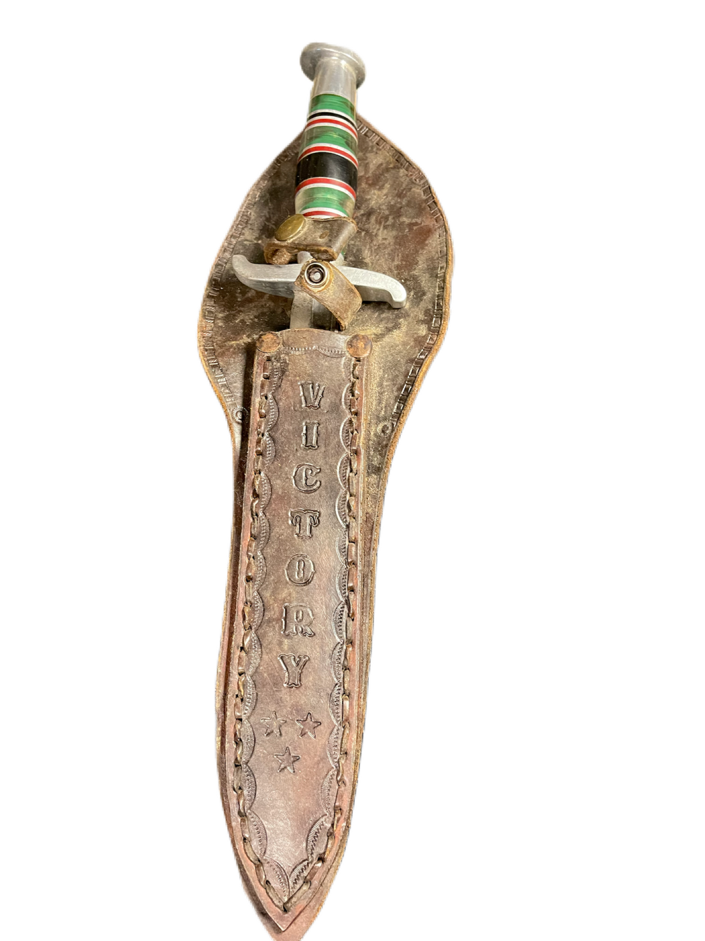 WWII Theater Knife with “Victory” Sheath – Repurposed Bayonet Blade