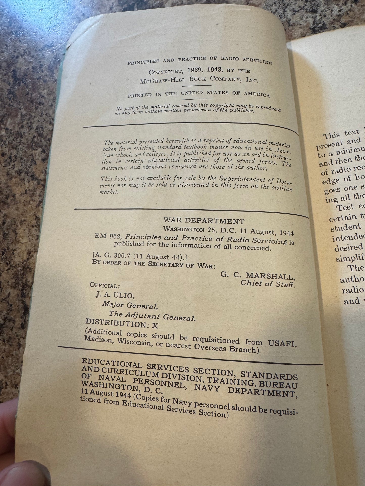 WWII U.S. Army Radio Servicing Manual – EM 962 – 1944